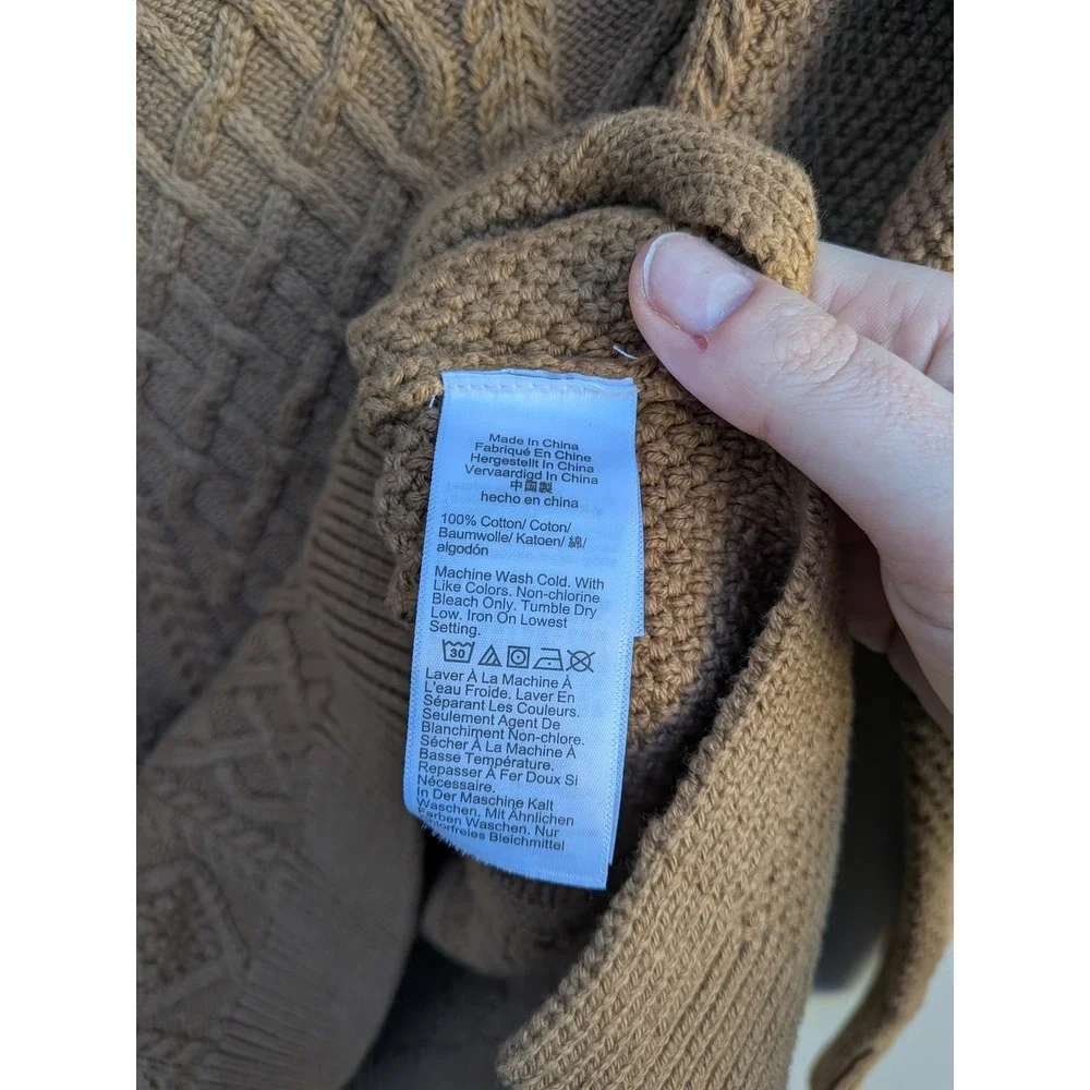 NWT J. Crew Cotton Cable Knit Sweater Camel Tan Women's XS